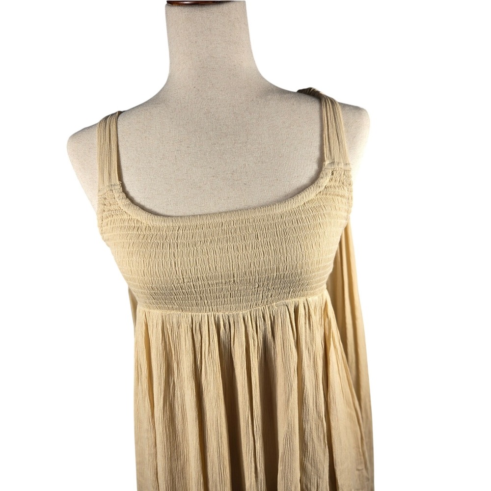 Free People‎ Extratropical Maxi Dress Dunes Beige Crinkle Gauze OB1910455 XS